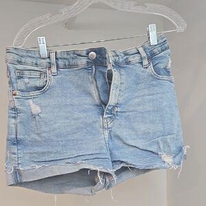 H&M Blue Jean Shorts with Distressed Details